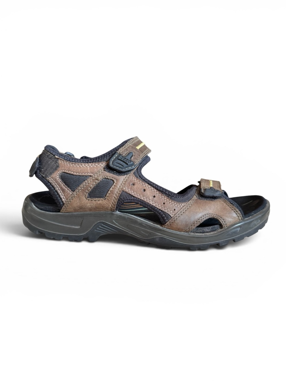 ECCO Yucatán Leather Sport Hiking Sandals Brown Adjustable EU 45 (US 11)